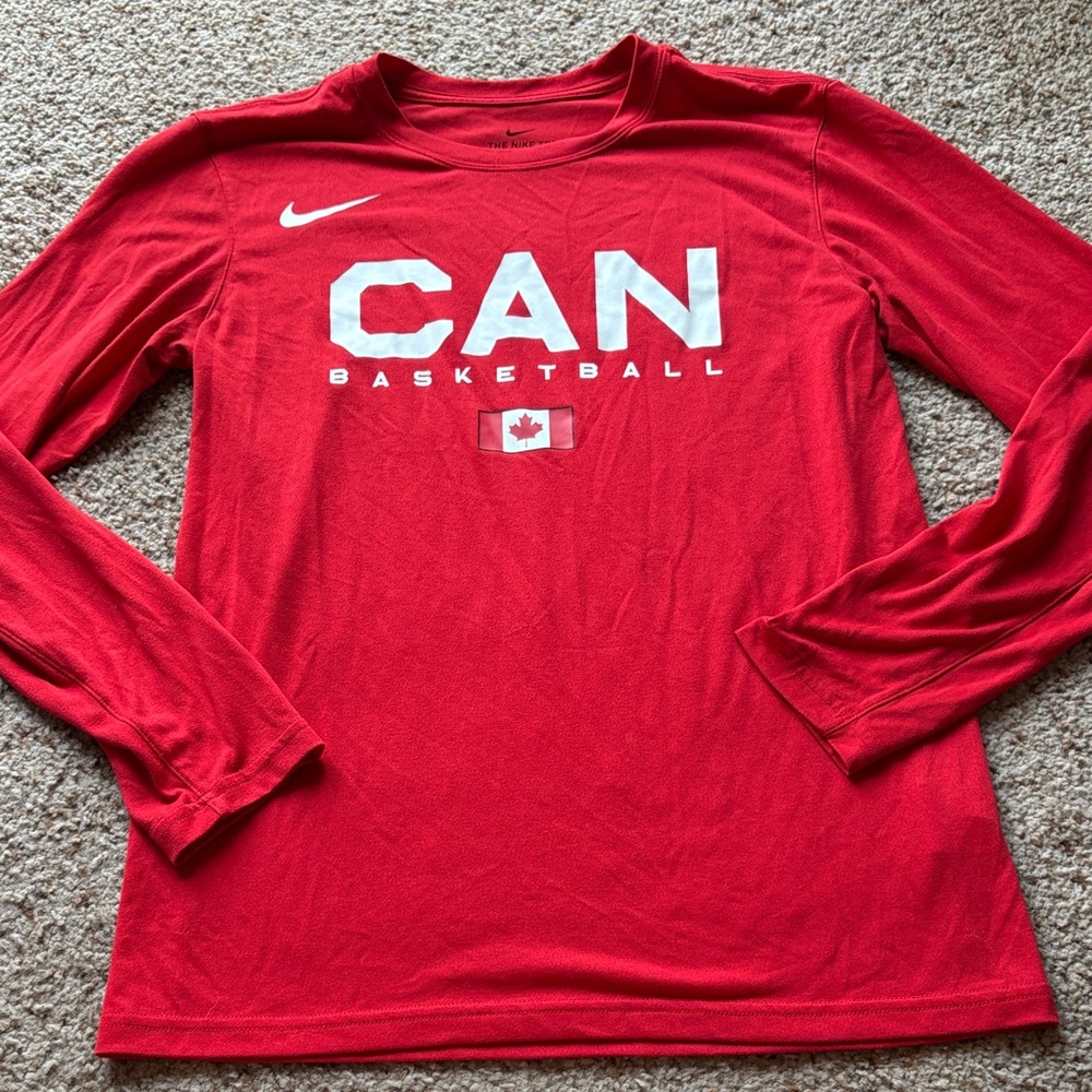 Nike Red CAN Basketball Long Sleeve Tee size S